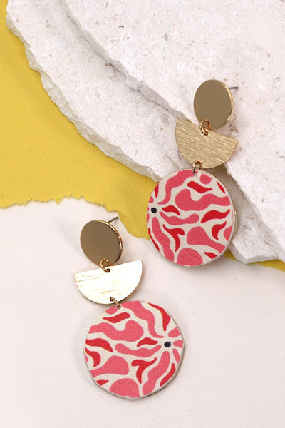 FAUX LEATHER PRINT MIX GEO POST DROP EARRINGS | 10E3061943