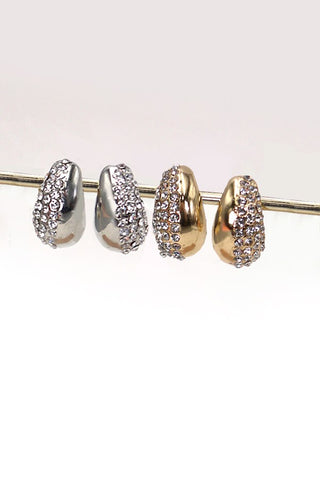 RHINESTONE MOON HOOP EARRINGS | 10E3062001