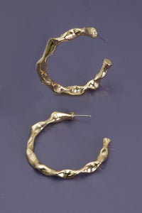 LUXURY HAMMERED HOOP EARRINGS 2inch | 10E3070733