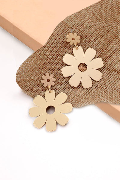 MATTE DAISY DOUBLE LAYER DROPE EARRINGS | 80E1220