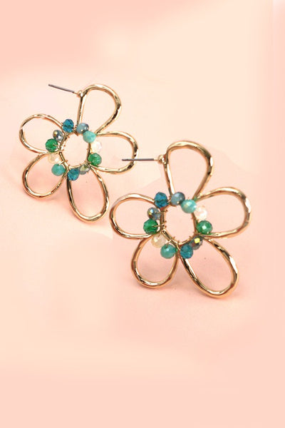 SEED BEAD GOLD FLOWERN SHAPE EARRINGS | 80E1223