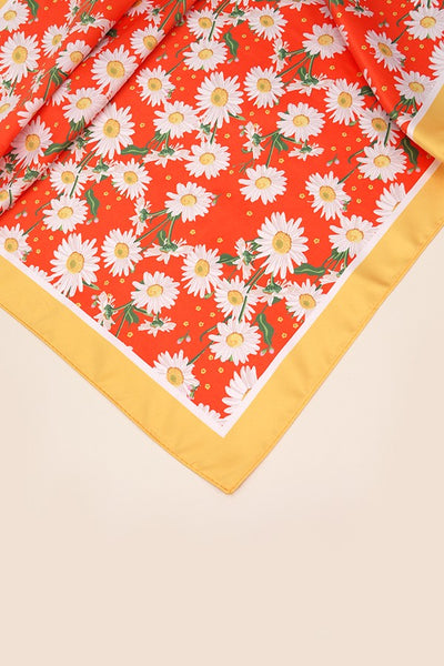 DAISY FLOWER  PRINT SILKY FEELING BANDANA SCARF | 40SC612