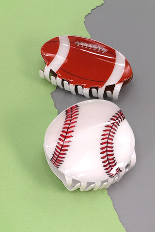 BASEBALL FOOTBALL GAME DAY HAIR CLAW CLIPS | 40H636