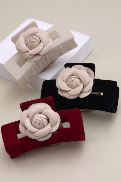 VELVET ROSE RECTANGLE HAIR CLAW CLIPS | 40H661