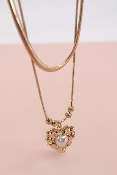 HEART PENDANT DOUBLE SNAKE CHAIN NECKLACE | 10N3072935