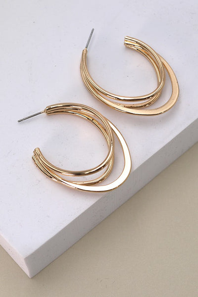 DIMENSIONAL OVAL HOOP EARRINGS | 31E03516