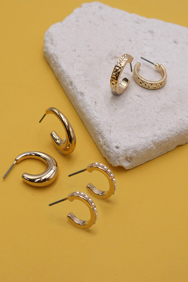 PEARL MINI HOOP TRIO SET EARRINGS | 80E1428