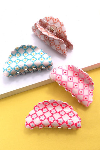 CHECKER DAISY HALF MOON HAIR CLAW CLIPS | 40H605