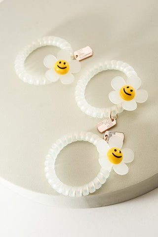 SMILEY FLOWER PONY TAIL COIL HAIR TIE | 40PT304