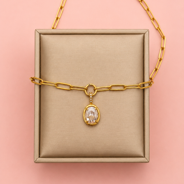 18K STAINLESS STEEL TARNISH FREE SQUARE NECKLACE | 40NK9675