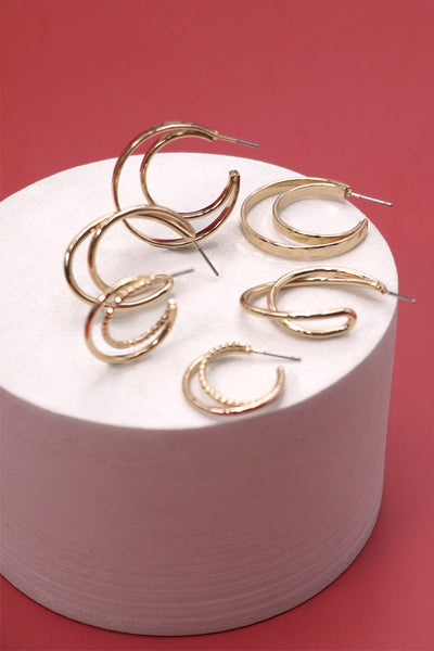 GEO HOOP TRIO SET EARRINGS | 31E03645