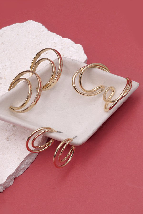 GEO HOOP TRIO SET EARRINGS | 31E03645