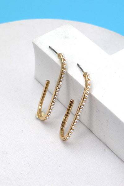 PEARL HUGGIE GEO HOOP EARRINGS | 31E03585