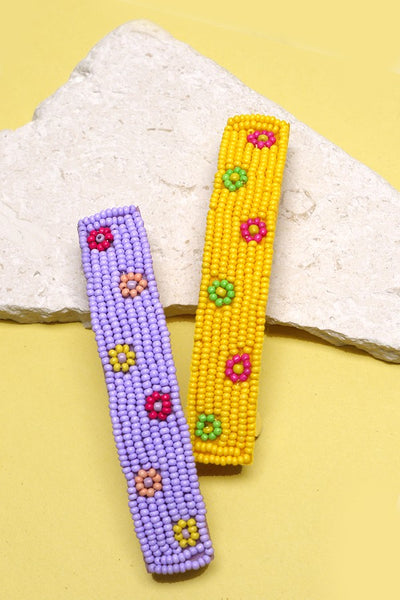 FLOWER BEADED BARRETTE HAIR CLIP | 10H2364