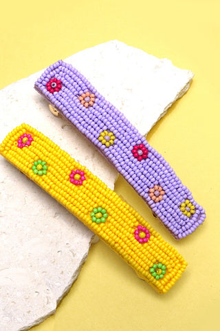 FLOWER BEADED BARRETTE HAIR CLIP | 10H2364