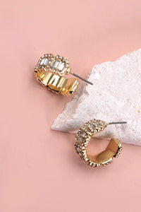 BAGUETTE RHINESTONE CLASSIC HOOP EARRINGS | 10E3080017