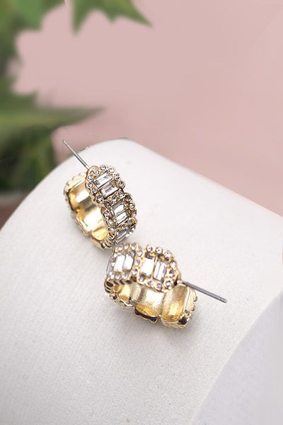 BAGUETTE RHINESTONE CLASSIC HOOP EARRINGS | 10E3080017