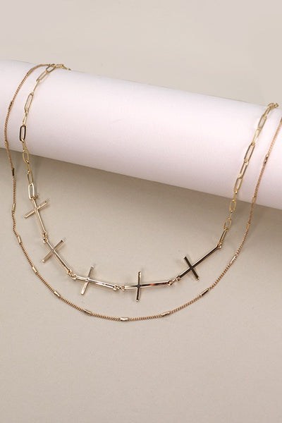 CROSS LINK DOUBLE LAYER NECKLACE | 80N246