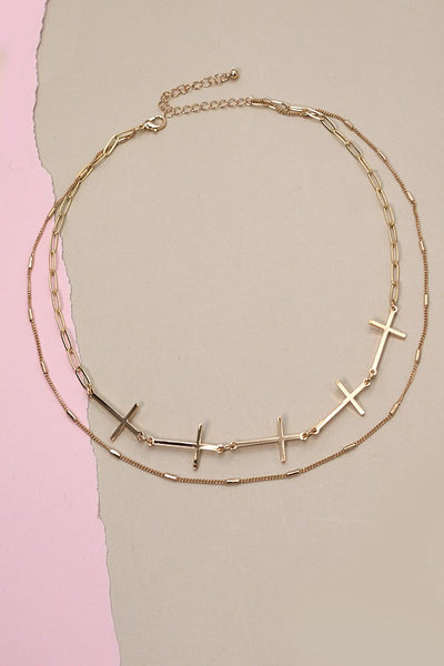 CROSS LINK DOUBLE LAYER NECKLACE | 80N246