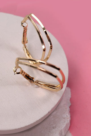 ROUND SQUARE DOUBLE HOOP EARRINGS | 80E1604