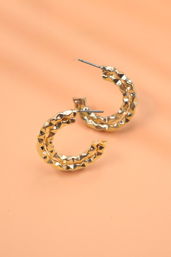 DOUBLE ROW TEXTURED HOOP EARRINGS | 80E1595