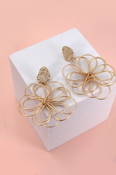 ENTWINED MATTE FLOWER DANGLE EARRINGS | 80E1622