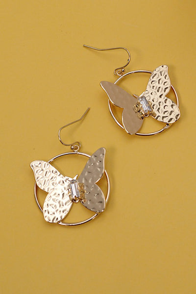 BUTTERFLY WITH SINGLE RHINSTONE EARRINGS | 80E1664