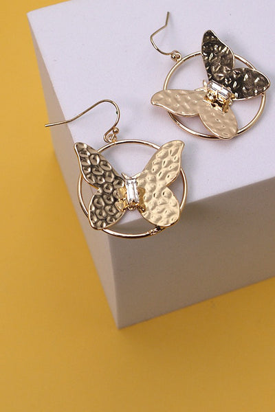 BUTTERFLY WITH SINGLE RHINSTONE EARRINGS | 80E1664