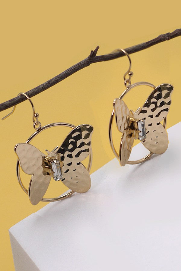 BUTTERFLY WITH SINGLE RHINSTONE EARRINGS | 80E1664