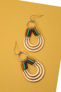 TEARDROP MULTI BEAD U SHAPE DANGLE EARRINGS | 80E1668