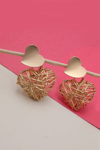 TWO HEART WIRED DANGLE EARRINGS | 80E1676