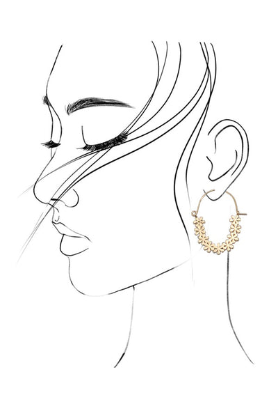 SIMPLE GOLD FLOWER HOOP EARRINGS | 80E1703