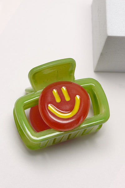 SQUARE COLORFUL HAPPY FACE HAIR CLAW CLIPS | 40H684