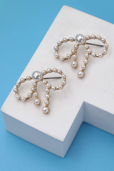 ELEGANT PEARL BOW STUD EARRINGS | 31E03661