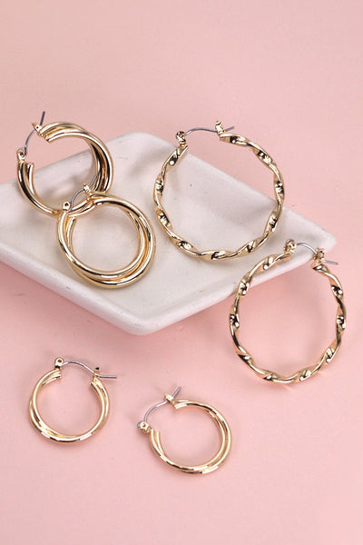 INTERTWINED TRIO HOOP SET EARRINGS | 31E03669