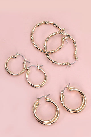 INTERTWINED TRIO HOOP SET EARRINGS | 31E03669