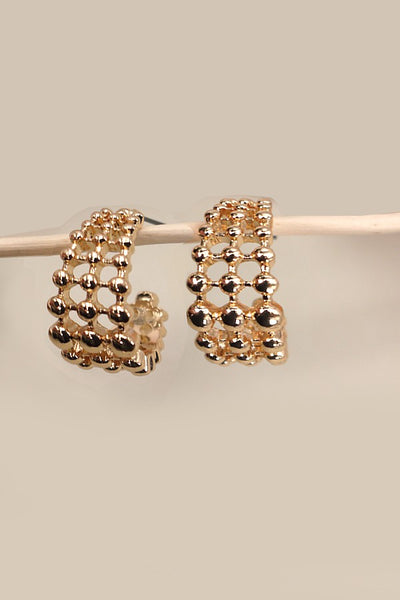 3 ROW BEAD BALL SHAPED HOOP EARRINGS | 31E03680