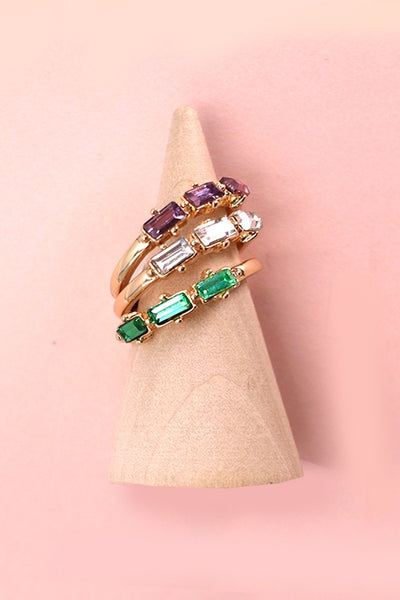 SET OF THREE BAGUETTE RHINESTONE RINGS | 31R23064