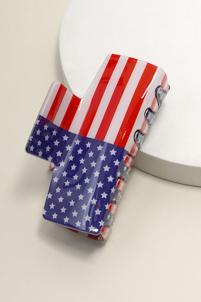 USA FLAG PRINT JULY 4TH HAIR CLAW  CLIPS SET OF 3 | 40H686