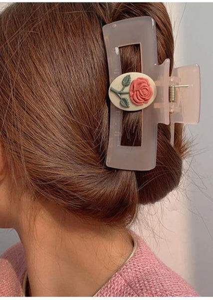 RECTANGLE ROSE HAIR CLAW CLIPS | 40H660