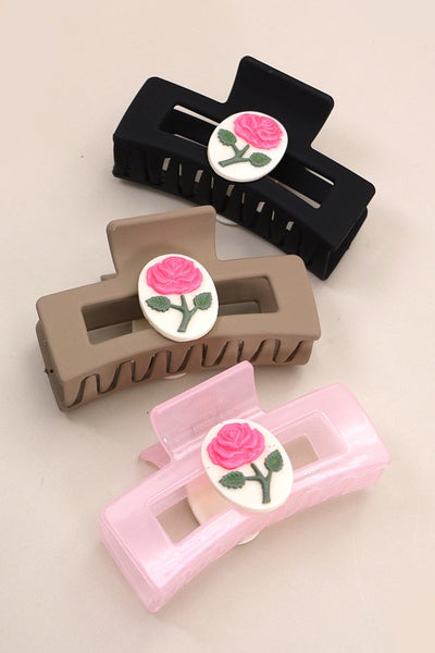 RECTANGLE ROSE HAIR CLAW CLIPS | 40H660