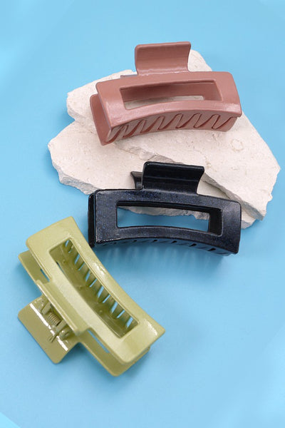 PEARLIZED RECTANGLE HAIR CLAW CLIPS | 40H655