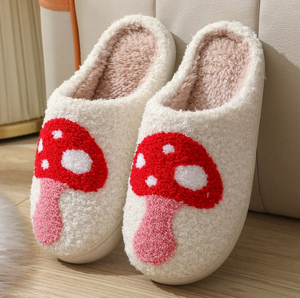 SOFT PLUSH MUSHROOM HEART RAINBOW WARM SLIPPERS | 40SP014