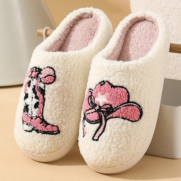 SOFT PLUSH MUSHROOM HEART RAINBOW WARM SLIPPERS | 40SP014