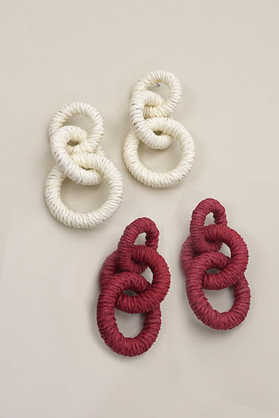 CHUNKY HEMP ROPE WRAPPED HOOP EARRINGS | 80E1932