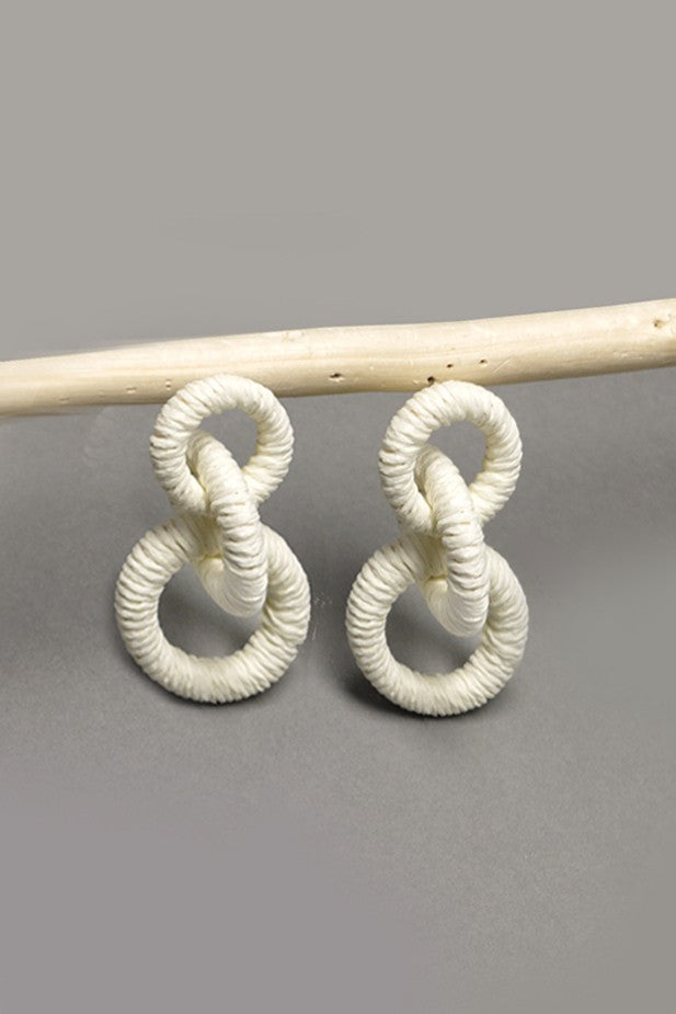 CHUNKY HEMP ROPE WRAPPED HOOP EARRINGS | 80E1932