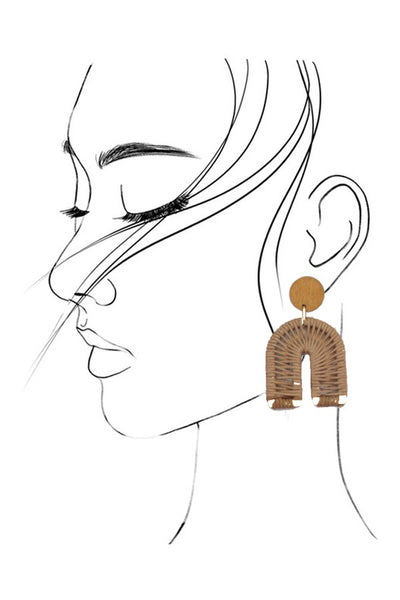 HEMP ROPE ARCH U SHAPE DANGLE EARRINGS | 80E1928