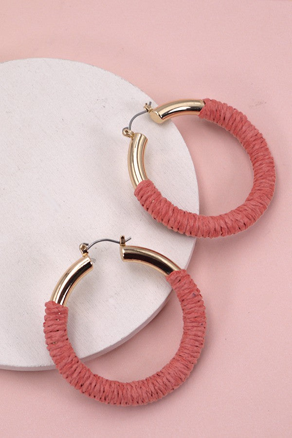 GOLD HEMP ROPE WRAPPED HOOP EARRINGS | 80E1925