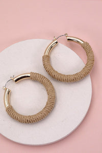 GOLD HEMP ROPE WRAPPED HOOP EARRINGS | 80E1925