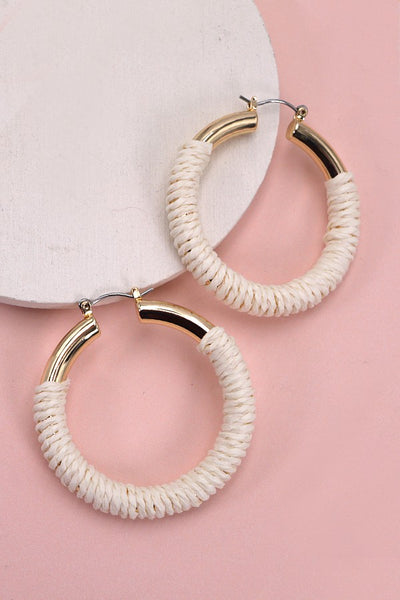 GOLD HEMP ROPE WRAPPED HOOP EARRINGS | 80E1925